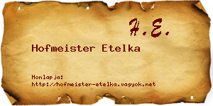 Hofmeister Etelka névjegykártya